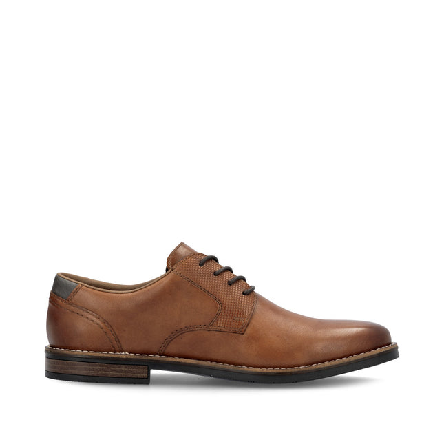 Rieker Men’s 13523-24 Brown Leather Lace-Up Smart Shoes – Classic Everyday Leather Shoes with Cushioned Comfort & Durable Sole
