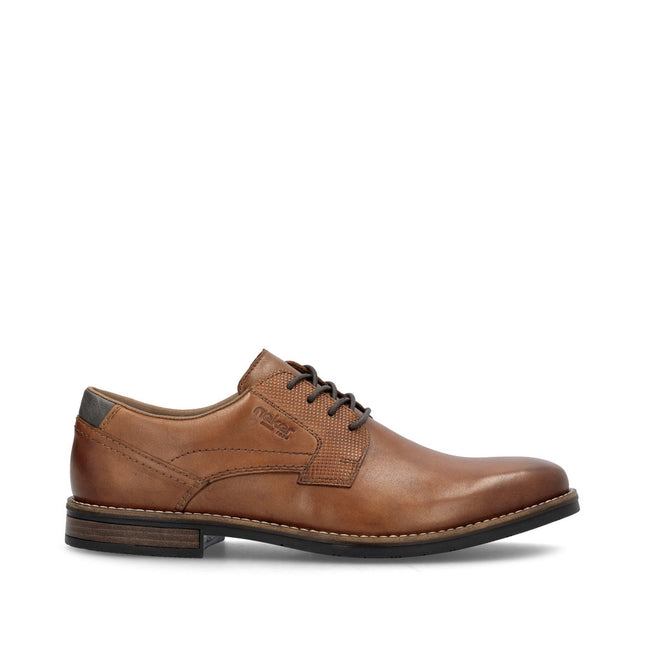 Rieker Men’s 13523-24 Brown Leather Lace-Up Smart Shoes – Classic Everyday Leather Shoes with Cushioned Comfort & Durable Sole