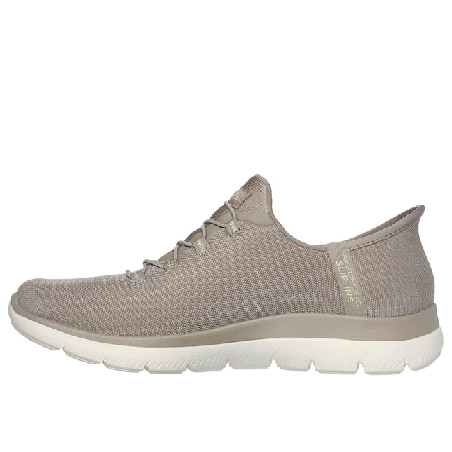 Skechers Women’s Slip-ins Summits Classy Night 150128 – Taupe/Gold Sparkle Mesh Vegan Trainer with Memory Foam and Hands-Free Entry