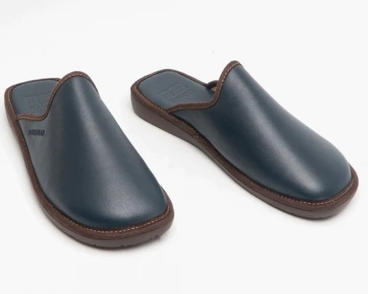 Nordikas Men’s 131 Dublin Marino Navy Leather Slip-On Slippers