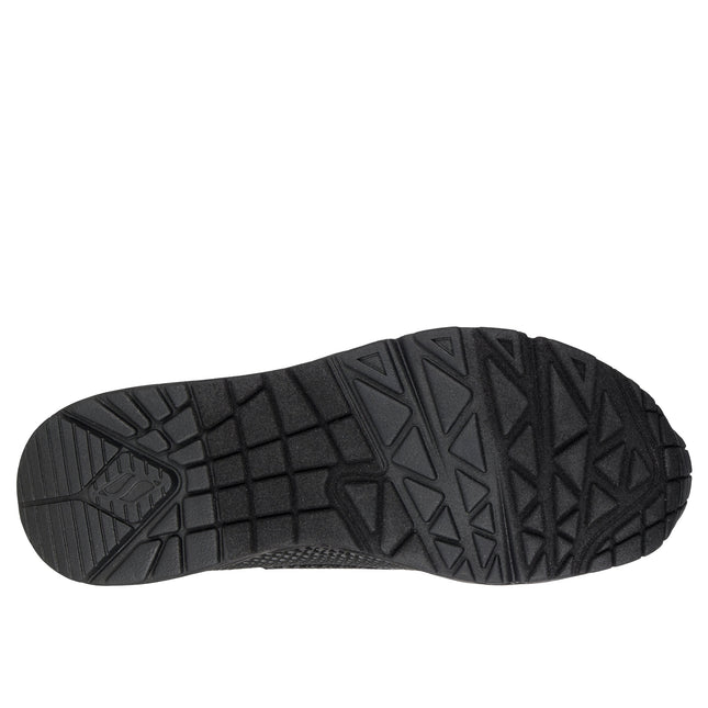 Skechers Women’s 177861 Uno Shiny Scale – Black Mesh/Leather-Effect Trainer with Metallic Scale Detail & Removable Insole