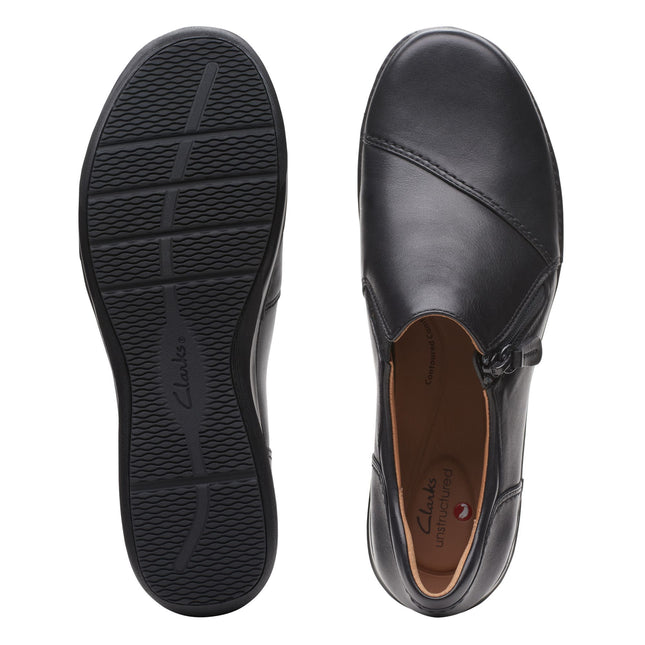 Clarks Women’s Appley Zip Black Leather Ankle Boots – Comfortable Zip-Up Boots with Cushioned Footbed & Flexible Sole
