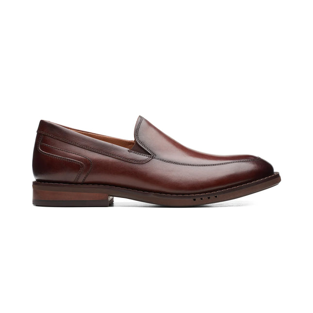 Clarks Un Hugh Step Brown Leather Slip-On Shoes – Lightweight Men’s Smart Casual / Dress Shoes with Cushioned Comfort & Flexible Sole