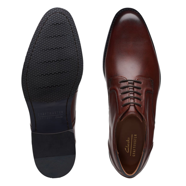 Clarks Mens Craft Arlo Lace – British Tan Leather Oxford Dress Shoe