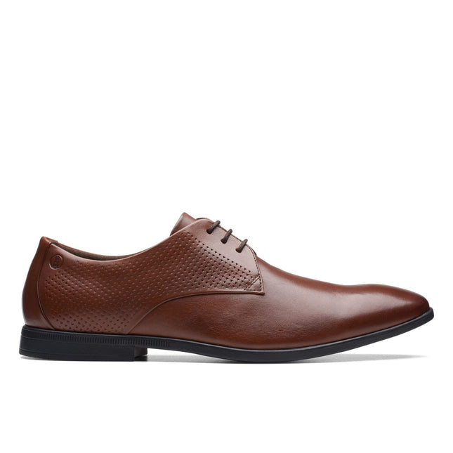 Clarks Men’s Boswyn Lace Dark Tan Leather Lace-Up Shoes – Classic Casual Leather Shoes with Cushioned Comfort & Durable Outsole