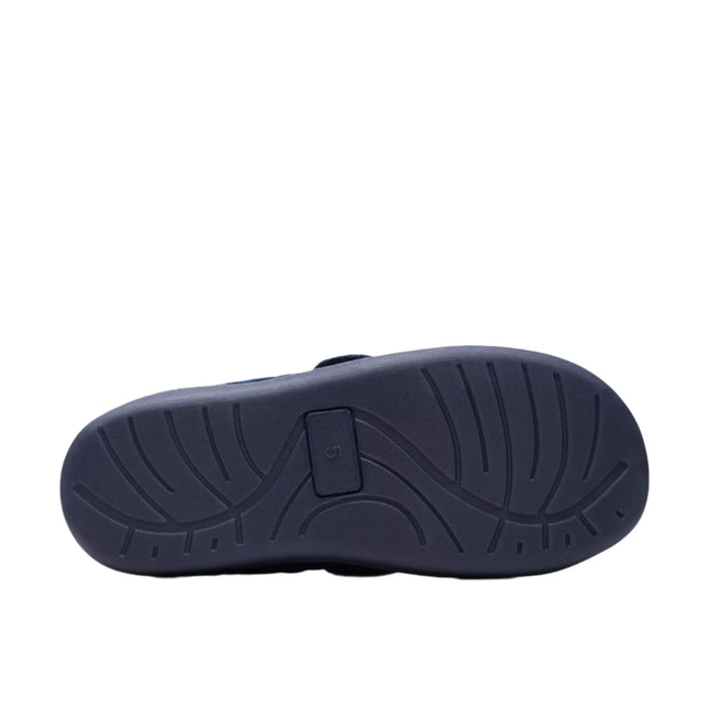 Clarks Women’s Twyla Charm Navy Slippers – Soft Textile Slip-On House Shoes with Adjustable Grip Strap & Rubber Outsole