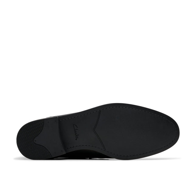 Clarks Men’s Brandon Step Black Leather Slip-On Shoes – Classic Leather Dress Shoes with Cushioned Comfort & Flexible Rubber Sole