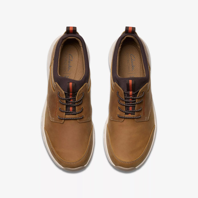 Clarks Men’s Motion Trek EZ Dark Tan Leather Lace-Up Shoes – All-Day Comfort Walking Shoes with Cushioned Footbed & Durable Outsole