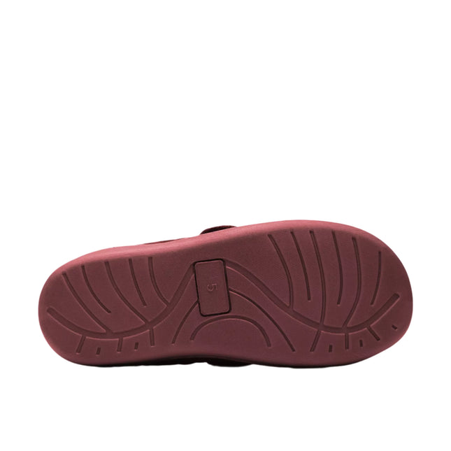 Clarks Women’s Twyla Charm Burgundy Slippers – Soft Textile Slip-On House Shoes with Adjustable Strap & Non-Slip Rubber Sole