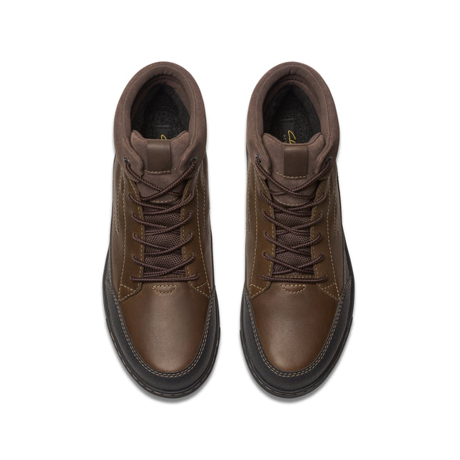 Clarks Men’s Mapstone Hi GTX Dark Brown Leather Waterproof Lace-Up Boots – All-Weather Outdoor & Urban Boots with GORE-TEX, Cushioned Support & Rugged Outsole