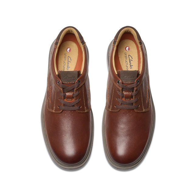 Clarks Men’s Un Briley Pace Tan Leather Wide Width Shoes – Comfort-Fit Lace-Up Shoes with Cushioned Footbed & Durable Sole