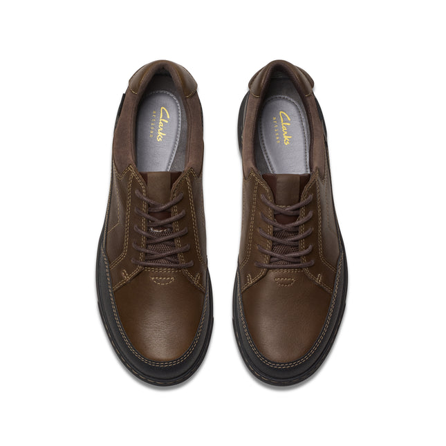 Clarks Men’s Mapstone Lo GTX Dark Brown Leather Waterproof Shoes – All-Weather Leather Lace-Ups with GORE-TEX®, Cushioned Comfort & Rugged Outsole