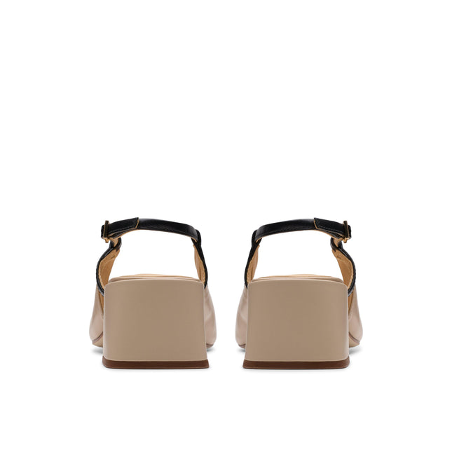 Clarks Women’s Nyta45 Slingback Sandals – Leather Slingback Heels with Open Toe, Cushioned Footbed & Elegant Everyday Style