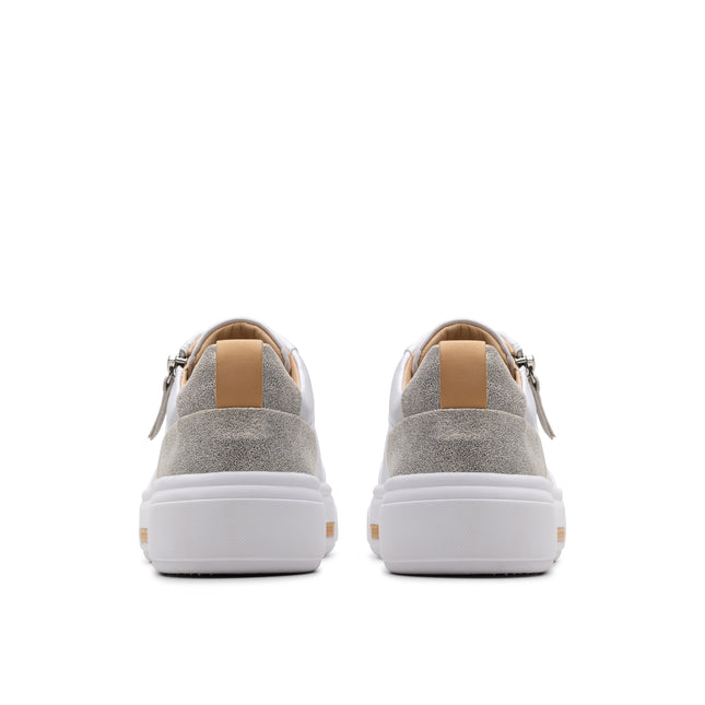 Clarks Women’s Hollyhock Zip Silver Trainers – Platform Lace-Up & Zip Casual Shoes with Contour Cushion Comfort