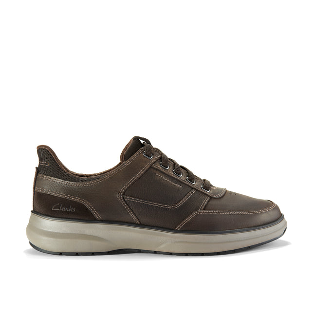 Clarks Men’s Mullan Easy Dark Brown Leather Lace-Up Shoes – Standard Fit Comfort Shoes with Easy-Entry Heel & Cushioned Contour Footbed