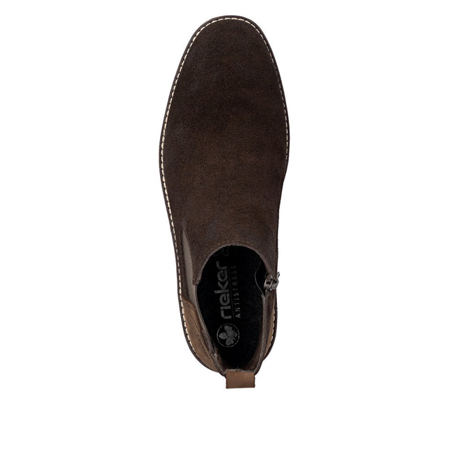 Rieker Men’s 33253-25 Brown Chelsea-Style Ankle Boots – Easy On/Off Leather Boots with Side Zip, Anti-Stress Comfort Sole & Everyday Grip