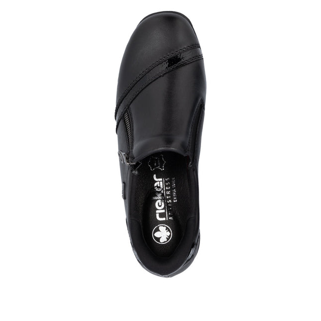 Rieker 47264-00 Black Womens Low Wedge Shoe