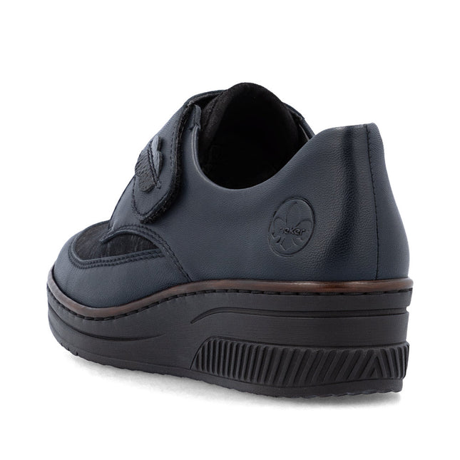 Rieker 487C0-15 Navy Leather Womens Velcro Shoe