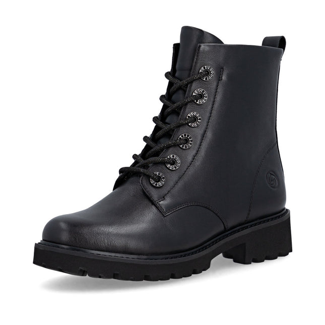 Remonte D8653-00 Black Leather Womens Ankle Boot