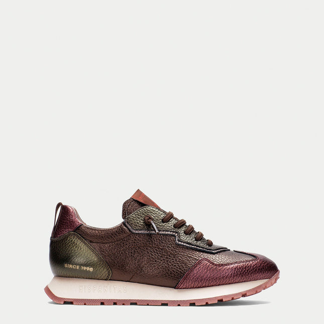 Hispanitas Women’s Kansas Bolmet Wine Leather Trainer – Premium Leather Lace-Up Sneaker with Removable Insole