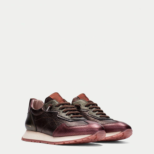 Hispanitas Women’s Kansas Bolmet Wine Leather Trainer – Premium Leather Lace-Up Sneaker with Removable Insole
