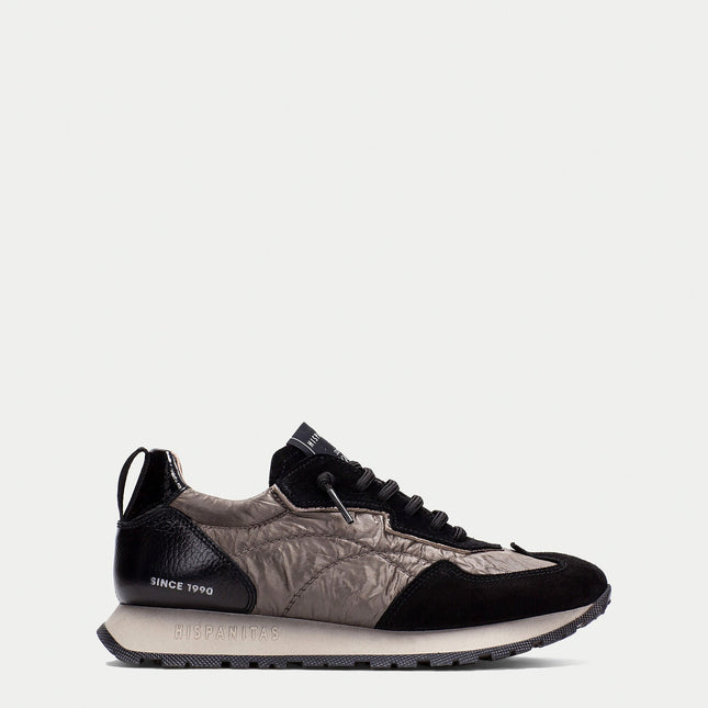 Hispanitas Women’s Kansas Black Leather Trainer – Lace-Up Sneaker with Triflow® Cushioning & Removable Insole
