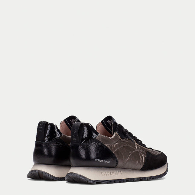 Hispanitas Women’s Kansas Black Leather Trainer – Lace-Up Sneaker with Triflow® Cushioning & Removable Insole