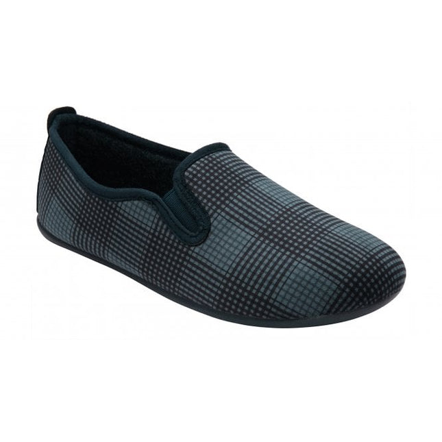 Lotus Claude Navy Men’s Slip-On Slippers – Memory-Foam House Shoe with Rubber Outsole