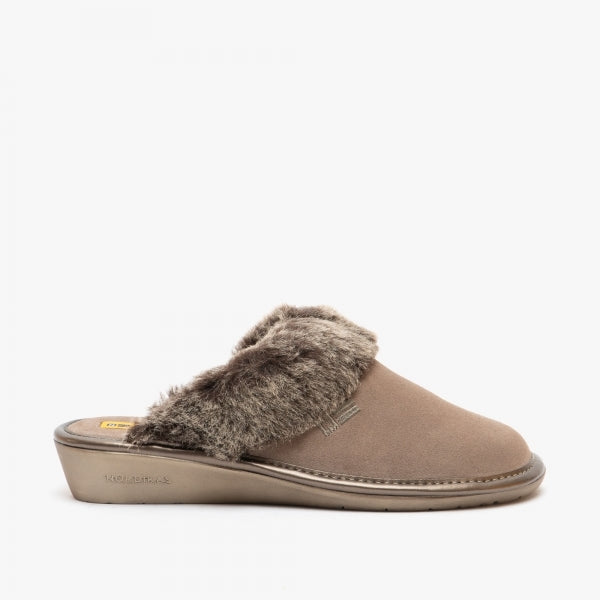 Nordikas 1357-O - Grey Suede Ladies Slippers