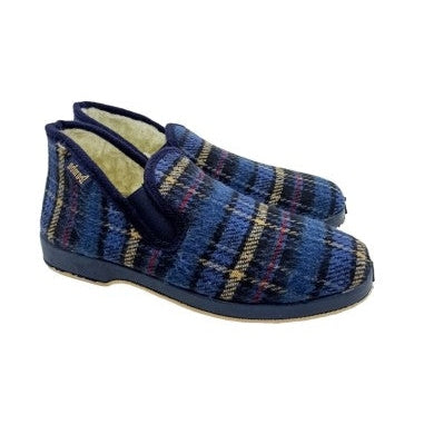 Victoria Wamba 202002 Navy Men’s Slip-On House Slippers – Warm Wool-Lined Indoor Shoe