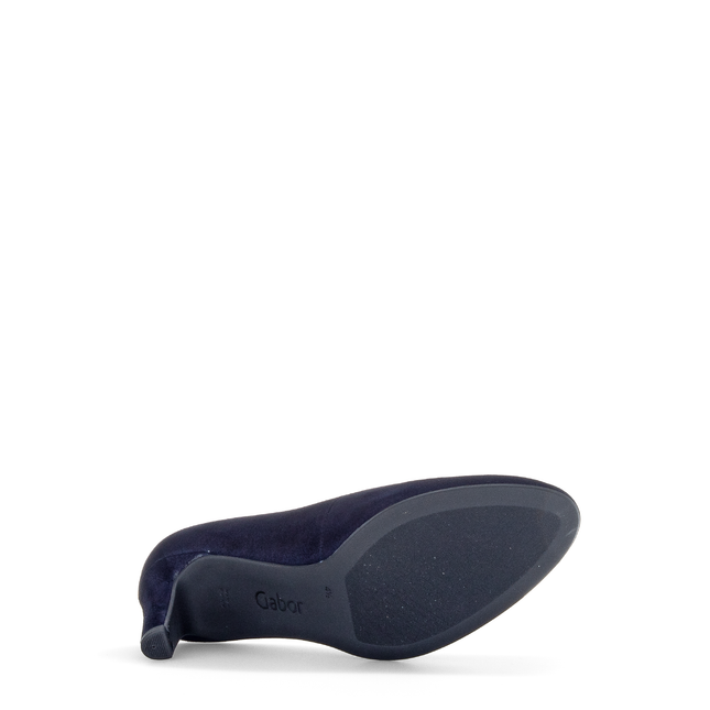 Gabor Women’s Edina 01.410.16 Navy Suede Court Shoe – Elegant Mid-Heel Pump with Comfort Fit