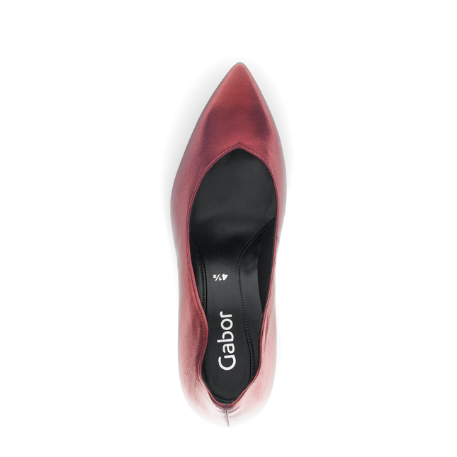 Gabor Women’s 71.381.65 Degree Cherry Red Leather Heel – Slip-On Court Pump with Cushioned Insole
