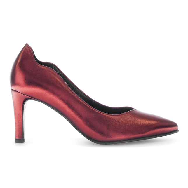 Gabor Women’s 71.381.65 Degree Cherry Red Leather Heel – Slip-On Court Pump with Cushioned Insole