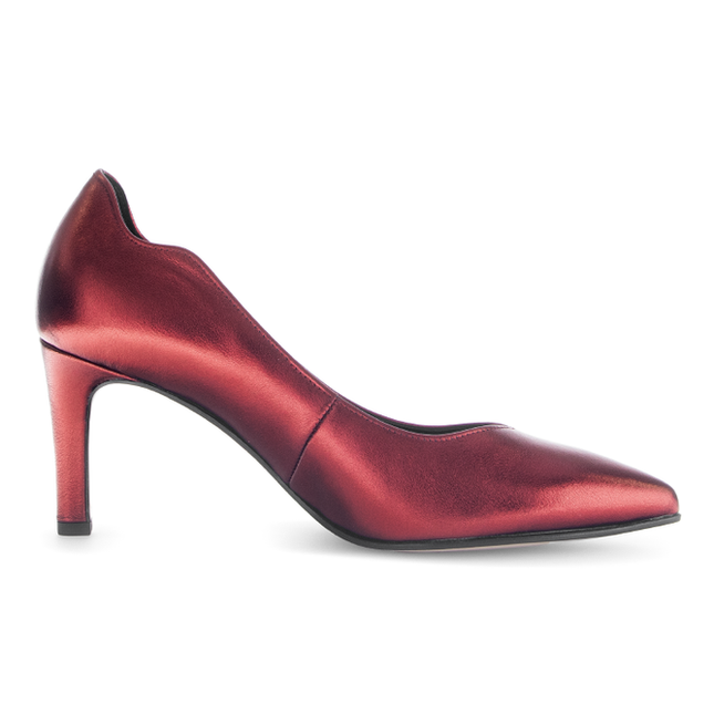 Gabor Women’s 71.381.65 Degree Cherry Red Leather Heel – Slip-On Court Pump with Cushioned Insole