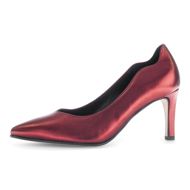 Gabor Women’s 71.381.65 Degree Cherry Red Leather Heel – Slip-On Court Pump with Cushioned Insole