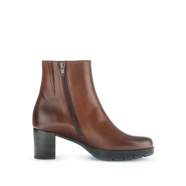 Gabor Women’s 72.071.55 Essential Brown Leather Ankle Boot – Wide Fit Side-Zip Comfort Boot