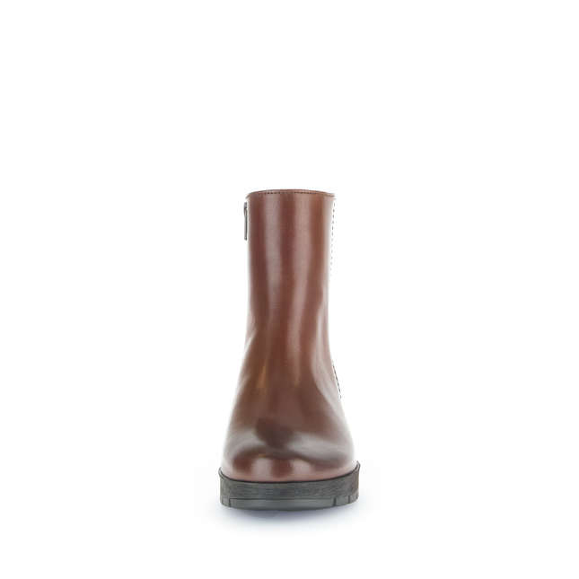 Gabor Women’s 72.071.55 Essential Brown Leather Ankle Boot – Wide Fit Side-Zip Comfort Boot