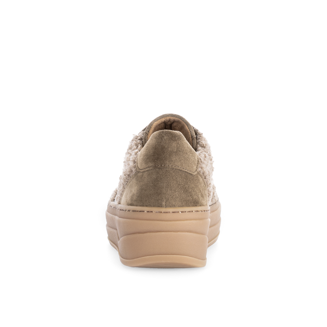 Gabor Women’s 73.350.14 Steam Brown Flatform Trainer – Suede & Teddy Fleece Lace-Up Sneaker