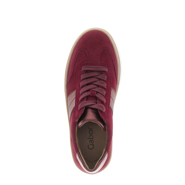 Gabor Women’s 73.350.15 Platform Trainer – Dark Red Suede Lace-Up Sneaker with Removable Footbed & Wedge Sole