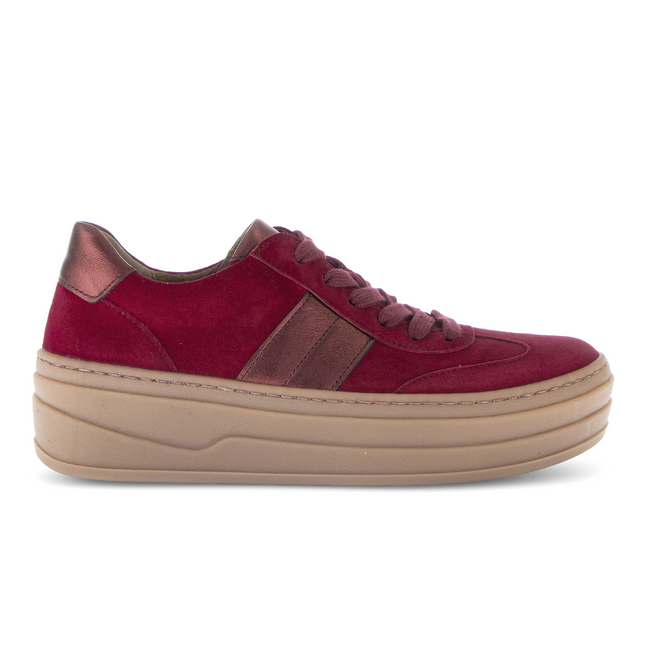 Gabor Women’s 73.350.15 Platform Trainer – Dark Red Suede Lace-Up Sneaker with Removable Footbed & Wedge Sole