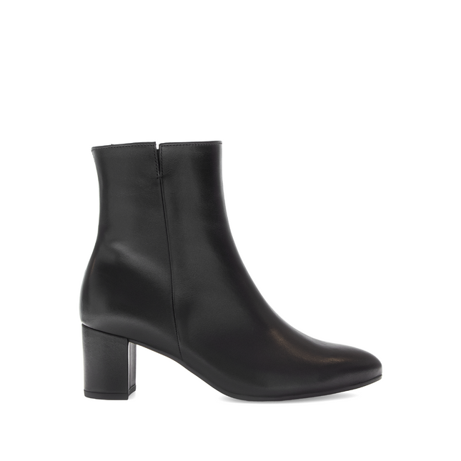 Gabor Women’s 76.701.27 Dial Black Leather Ankle Boot – Side Zip Elegant Heel Boot