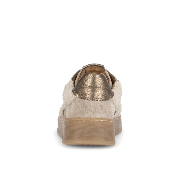 Gabor Women’s 76.475.61 Dahma Beige Wool Detail Trainer – Wide Fit Leather & Wool Panel Sneaker