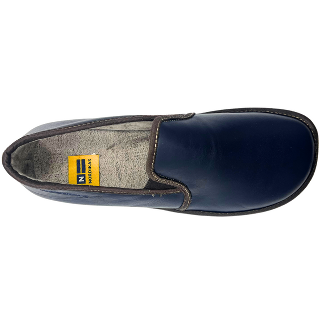 Nordikas Men’s 663 Dublin Leather Slipper – Navy Leather Casual Comfort Shoe